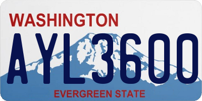 WA license plate AYL3600