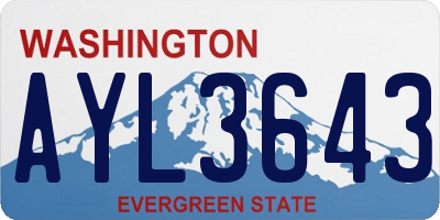 WA license plate AYL3643