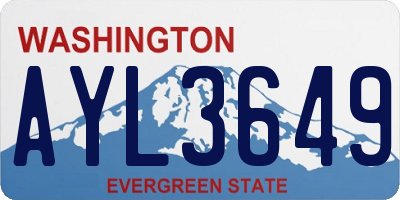 WA license plate AYL3649