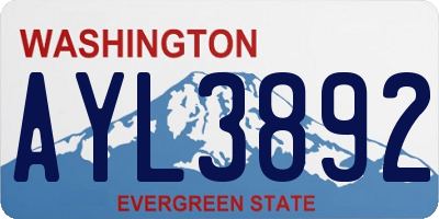 WA license plate AYL3892