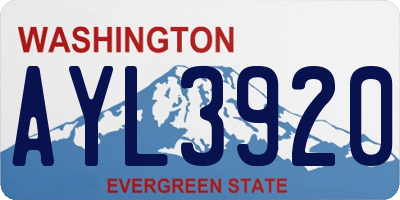 WA license plate AYL3920
