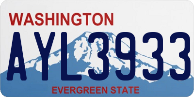 WA license plate AYL3933