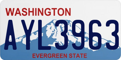 WA license plate AYL3963