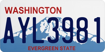 WA license plate AYL3981
