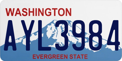 WA license plate AYL3984