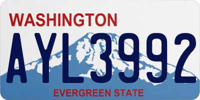 WA license plate AYL3992