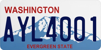 WA license plate AYL4001