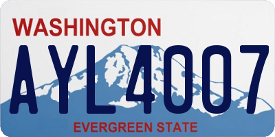 WA license plate AYL4007
