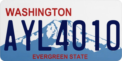 WA license plate AYL4010