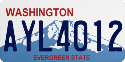 WA license plate AYL4012