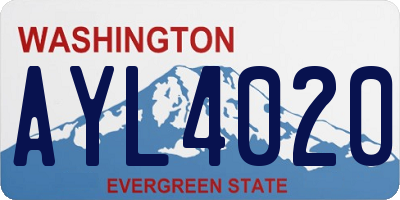 WA license plate AYL4020
