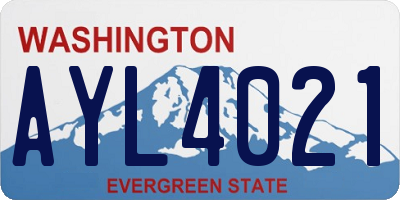 WA license plate AYL4021
