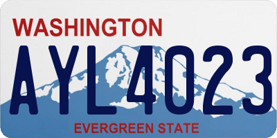 WA license plate AYL4023