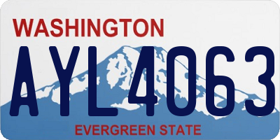WA license plate AYL4063