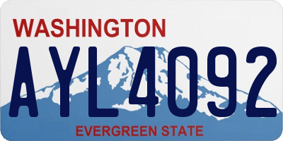 WA license plate AYL4092