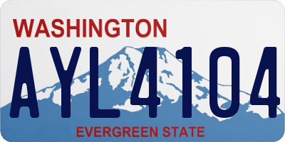WA license plate AYL4104