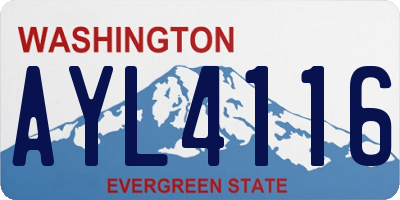 WA license plate AYL4116