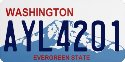 WA license plate AYL4201