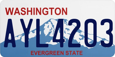WA license plate AYL4203
