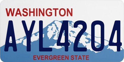 WA license plate AYL4204