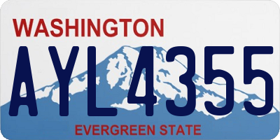 WA license plate AYL4355
