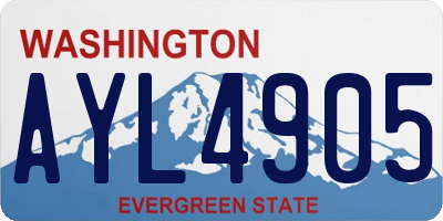 WA license plate AYL4905