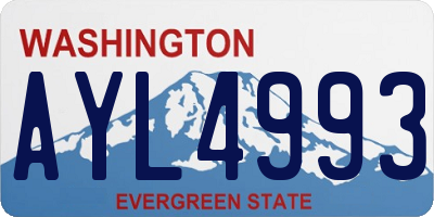 WA license plate AYL4993