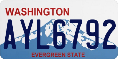 WA license plate AYL6792
