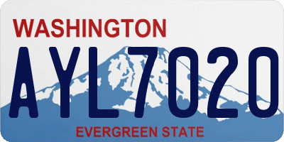 WA license plate AYL7020
