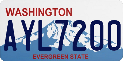 WA license plate AYL7200