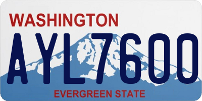 WA license plate AYL7600