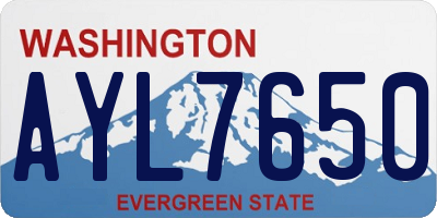 WA license plate AYL7650