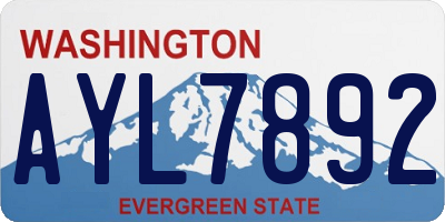 WA license plate AYL7892