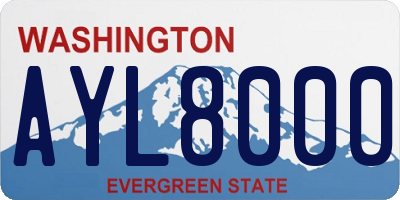 WA license plate AYL8000