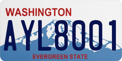 WA license plate AYL8001