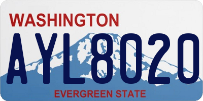 WA license plate AYL8020