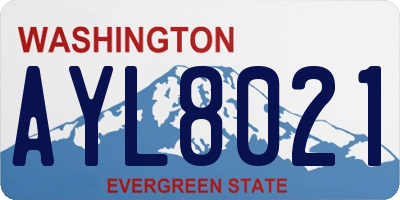 WA license plate AYL8021