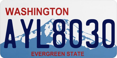 WA license plate AYL8030