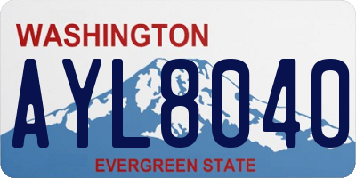 WA license plate AYL8040