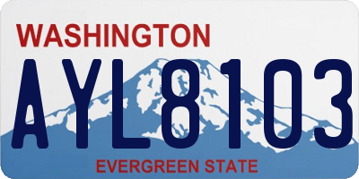 WA license plate AYL8103