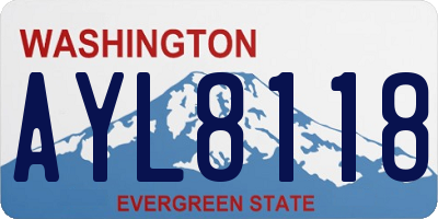 WA license plate AYL8118