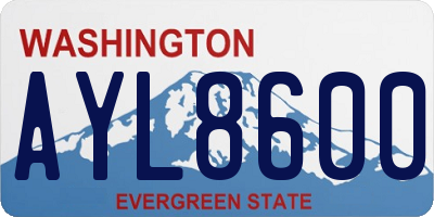 WA license plate AYL8600