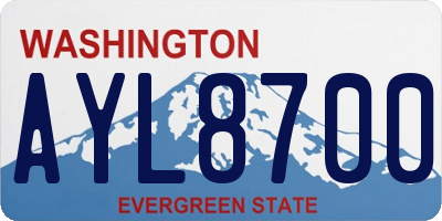 WA license plate AYL8700