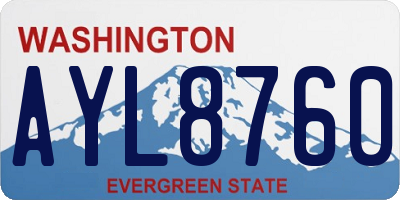 WA license plate AYL8760