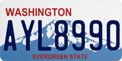 WA license plate AYL8990