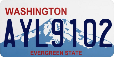 WA license plate AYL9102