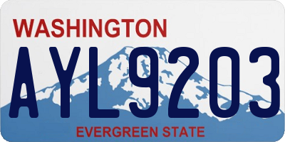 WA license plate AYL9203