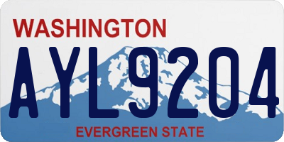 WA license plate AYL9204