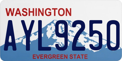WA license plate AYL9250