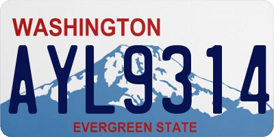 WA license plate AYL9314